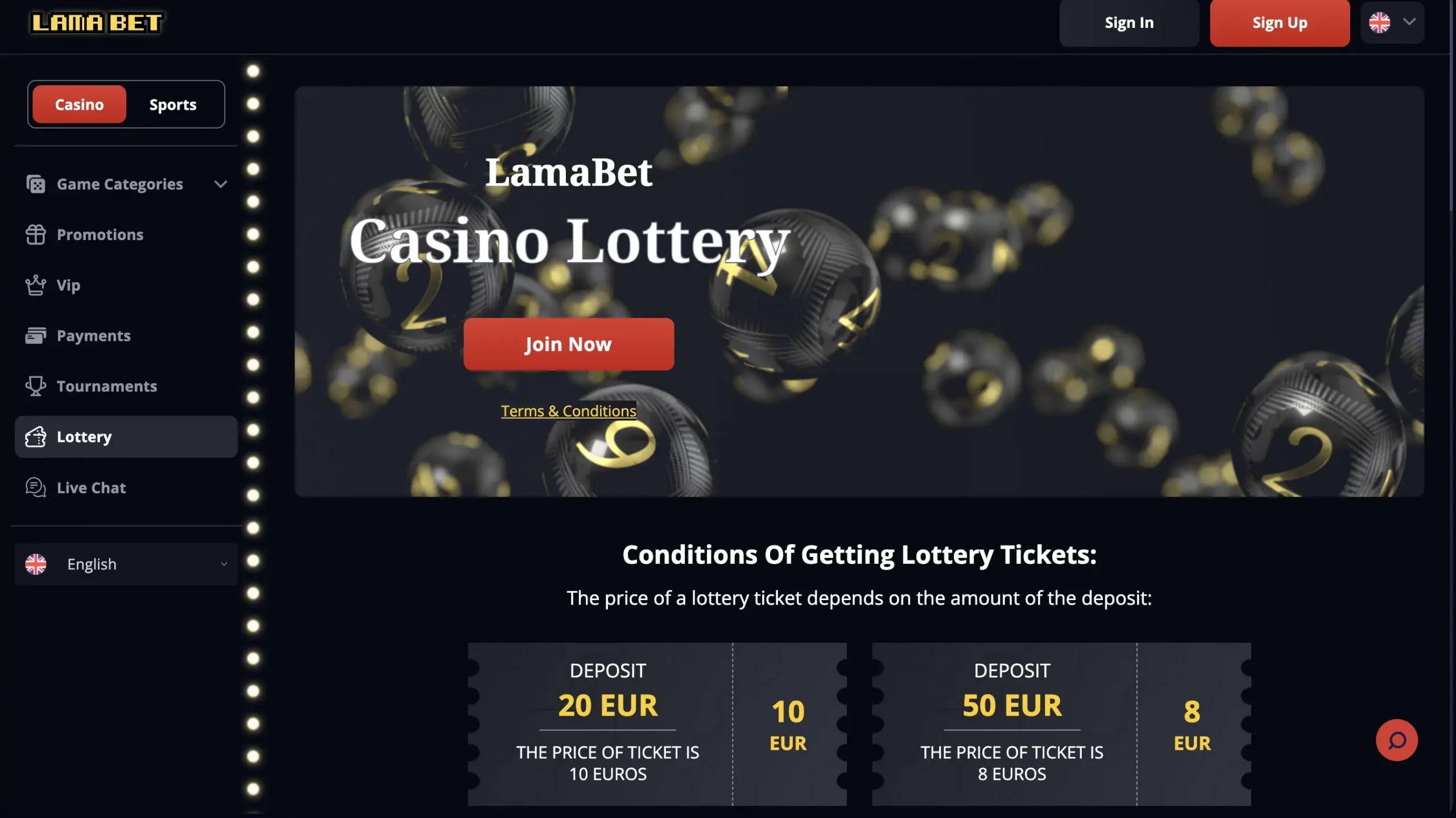 Lotaria do casino Lamabet